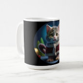 クリスマス服を着たミンスキンの子猫 コーヒーマグカップ (正面左)