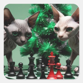 クリスマス服を着たミンスキンの子猫 スクエアシール