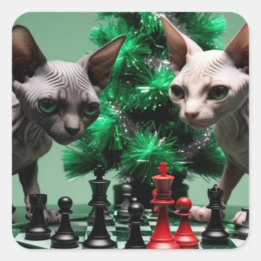 クリスマス服を着たミンスキンの子猫 スクエアシール (正面)