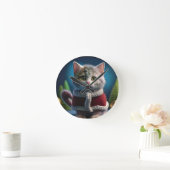 クリスマス服を着たミンスキンの子猫 ラウンド壁時計 (ホーム)