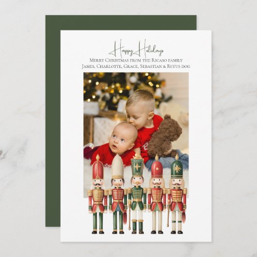 クリスマス木製兵士写真テンプレート シーズンカード (正面/裏面)