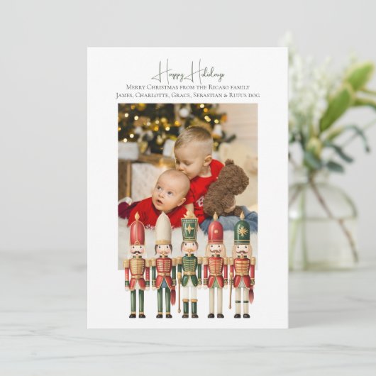 クリスマス木製兵士写真テンプレート シーズンカード (スタンド正面)