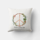 クリスマス木製平和サイン平和への愛の喜び クッション (裏面)