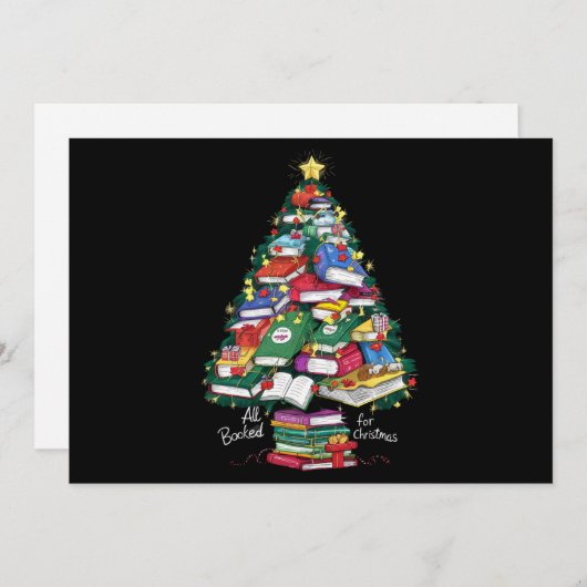 クリスマス本の予約でいっぱい！ クリスマスプレゼントにも最適な本のラibrarian  シーズンカード (正面/裏面)