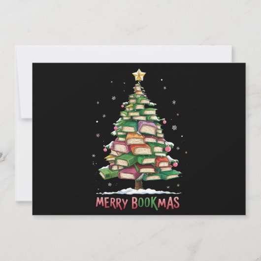 クリスマス本の愛好家の木の司書、楽しいブックマス シーズンカード (正面)