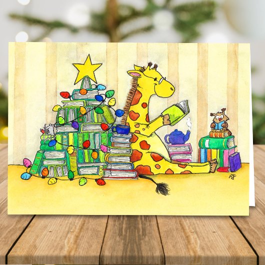 クリスマス本好きの可愛いイラスト カード