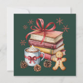 クリスマス本 生姜糖の本 ココア 本好き シーズンカード (正面)