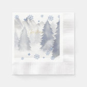 クリスマス来からクリスマス、雪 縁ありカクテルナプキン (正面)