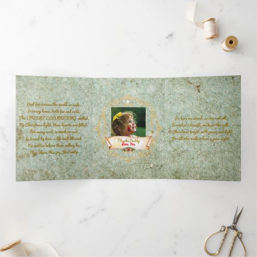 クリスマス来だが、一度の私のヒーロー折りカード 三つ折りカード (内部)