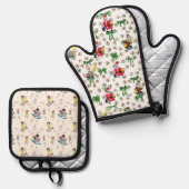 クリスマス来だが、年に一度 鍋つかみ&鍋敷きセット (正面/裏面)