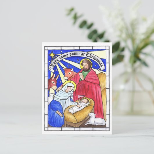 クリスマス来のハガキで恋感動的をする ポストカード (スタンド正面)