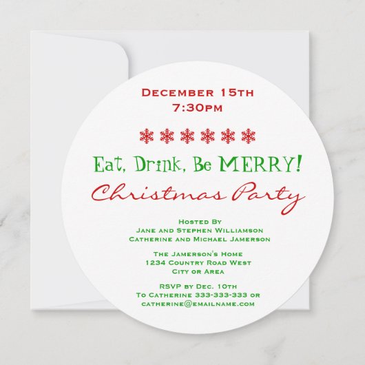 クリスマス来のパーティーは南かオールホリー 招待状 (裏面)