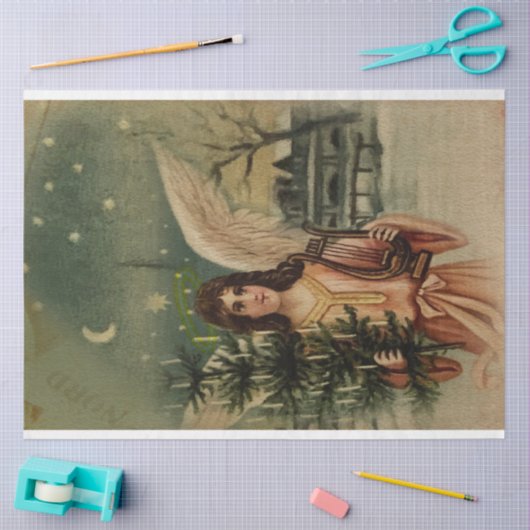 クリスマス来の木で町へエンジェル 薄葉紙 (クラフト)