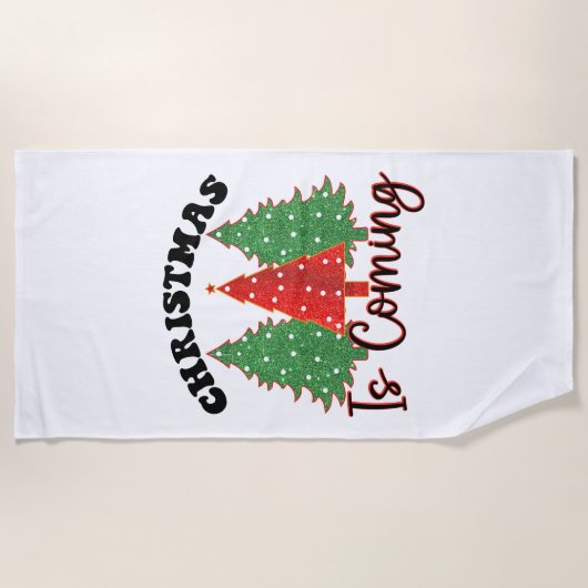 クリスマス来の ビーチタオル (正面)