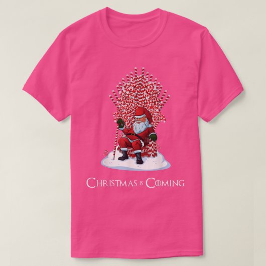 クリスマス来はサンタ・キャンディ・キーン・玉座おもしろい Tシャツ (デザイン正面)