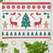 クリスマス来はトナカイ キッチンタオル (折り畳み)