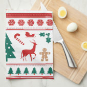 クリスマス来はトナカイ キッチンタオル (四つ折り)