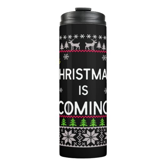 クリスマス来は醜いクリスマスセーター タンブラー (正面)