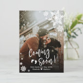 クリスマス来ズ·スーン写真の妊娠発表 招待状 (スタンド正面)