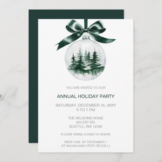 クリスマス松の木のオーナメント シーズンカード (正面/裏面)