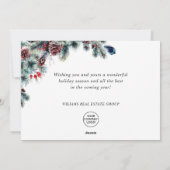 クリスマス松ぼっくり コーポレート ラスティック グリーティング シーズンカード (裏面)