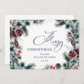 クリスマス松ぼっくり コーポレート ラスティック グリーティング シーズンカード (正面/裏面)