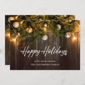 クリスマス松ぼっくり ラスティック グリーティング シーズンカード (正面/裏面)