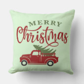 クリスマス枕カバー | レッドトラックファームハウスデコール クッション (正面)