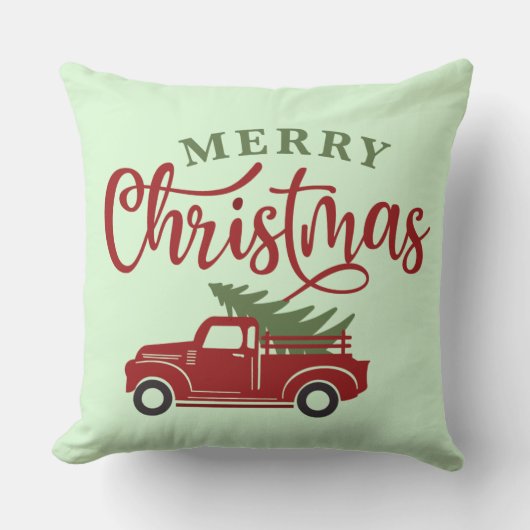 クリスマス枕カバー | レッドトラックファームハウスデコール クッション (正面)