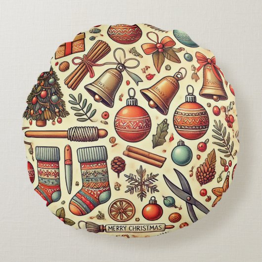 クリスマス枕 ラウンドクッション (正面)