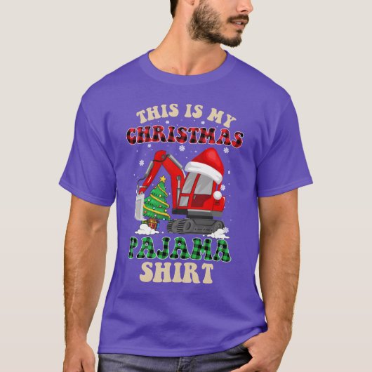 クリスマス柄のエスカベーター 楽しいクリスマスパジャマ 少年 Tシャツ (正面)