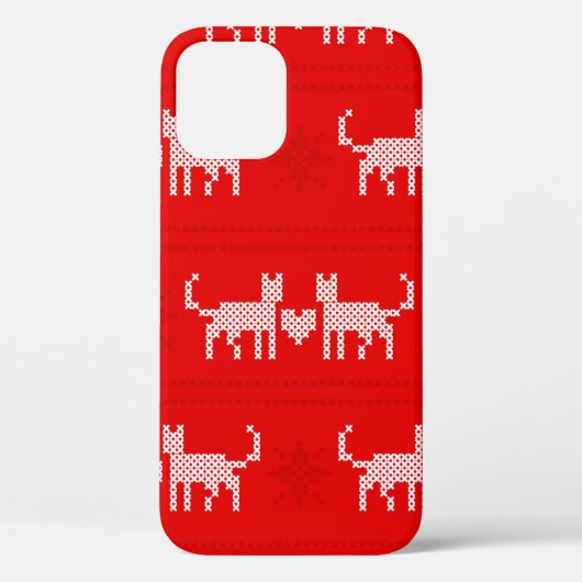クリスマス柄のクロステッチネコがSに恋をする Case-Mate iPhoneケース (裏面)