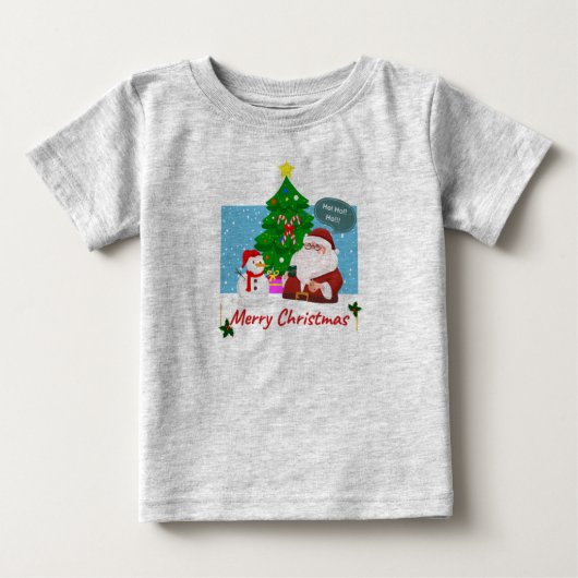 クリスマス柄の子供用Tシャツ ベビーTシャツ (正面)