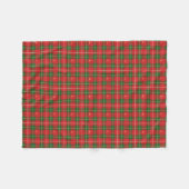 クリスマス柄の赤と緑のチェック フリースブランケット (正面(横))