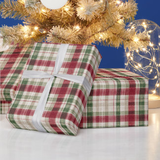 クリスマス柄チェックラッピングペーパー ラッピングペーパー