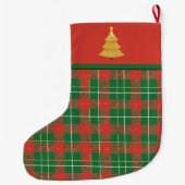 クリスマス柄チェックレッド＋グリーン ラージクリスマスストッキング (裏面)