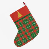 クリスマス柄チェックレッド＋グリーン ラージクリスマスストッキング (裏面 (吊り時))
