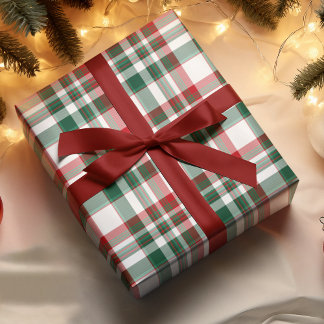 クリスマス柄チェック 赤と緑 ラッピングペーパー