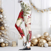 クリスマス柄ポインセチアのレギンス レギンス