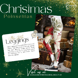 クリスマス柄ポインセチアのレギンス レギンス