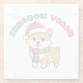 クリスマス柴犬コースター: メリーウーフマス ガラスコースター (裏面)