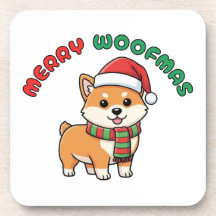 クリスマス柴犬コースター: メリーウーフマス