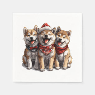 クリスマス柴犬サンタドッグ スタンダードカクテルナプキン