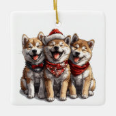 クリスマス柴犬サンタドッグ セラミックオーナメント (正面)