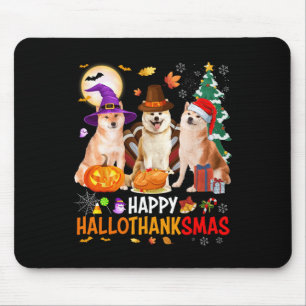 クリスマス柴犬サンタハロウィンハッピーハローサ マウスパッド