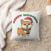 クリスマス柴犬ピロー:メリーウーフマス クッション (ブランケット)