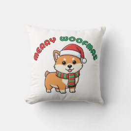 クリスマス柴犬ピロー:メリーウーフマス クッション