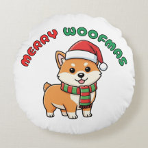 クリスマス柴犬ラウンドピロー: メリーウーフマス