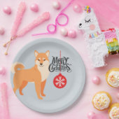 クリスマス柴犬 ペーパープレート (パーティー)