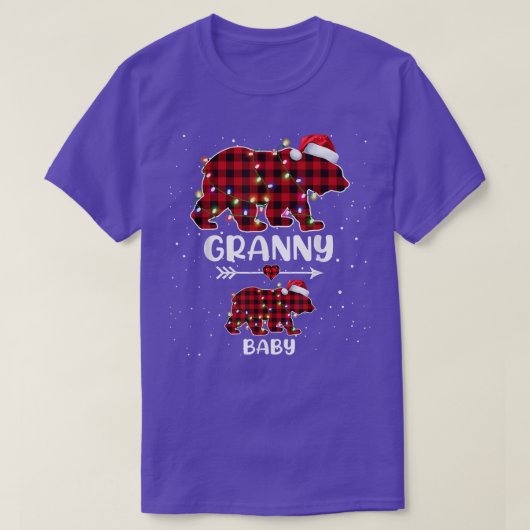 クリスマス格子熊おばあちゃんベビー極妊娠Announ Tシャツ (デザイン正面)